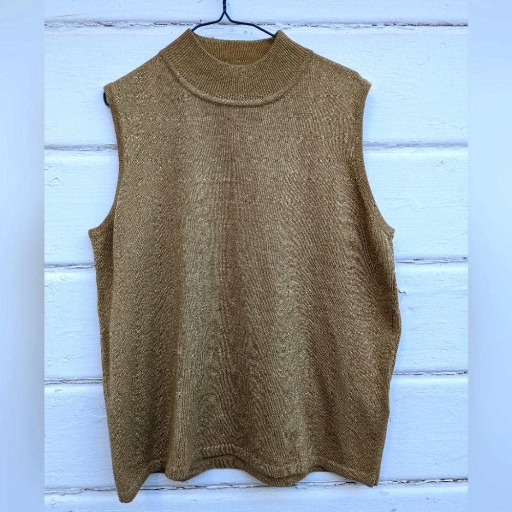 Allison Daley Metallic Gold Sleeveless Layering Piece Size Large